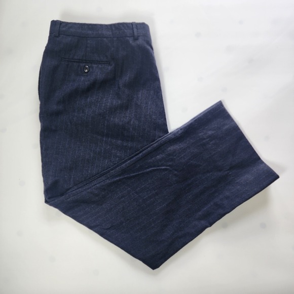 Tommy Hilfiger Dress Pants Men Size 42X30 Navy Blue 100 Wool Stretch Preppy EUC - Picture 2 of 9